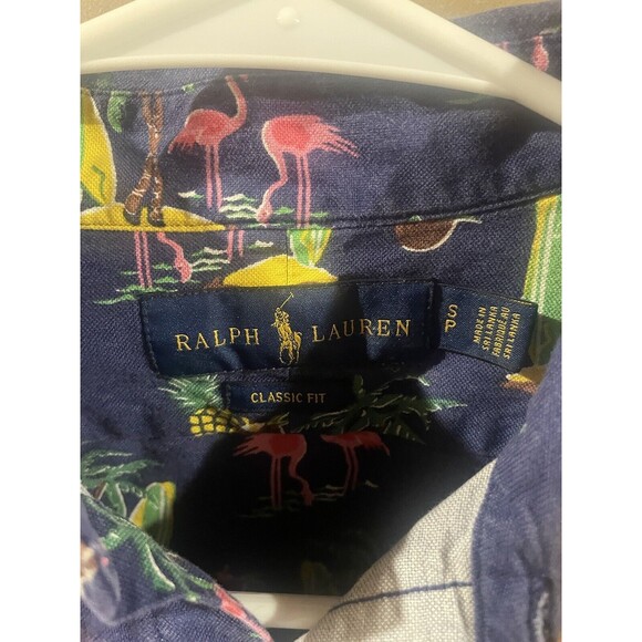 Polo Ralph Lauren Shirt Mens S Classic Fit Button Down Tropical Flamingo Hawaii - Picture 3 of 3